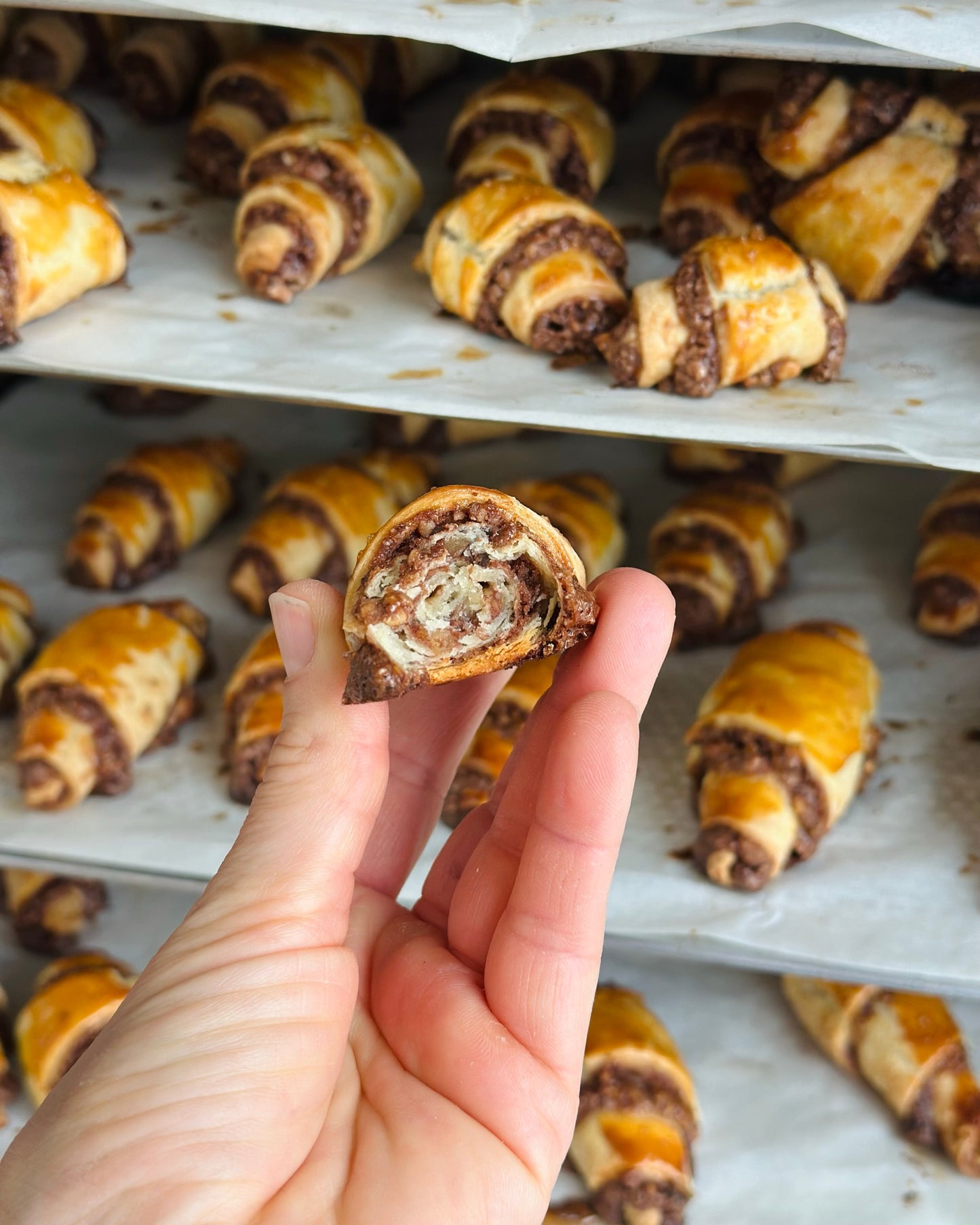 Cornulețe Rugelach cu nucă (fără zahăr adăugat în aluat)